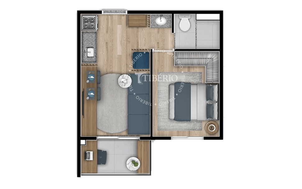 Apartamento no Edifício Blend Saúde – Unidade 112, Bloco 2 – 30m²